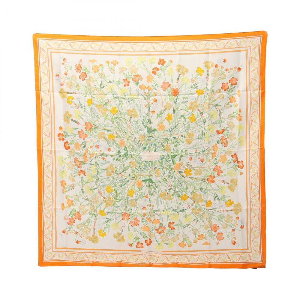 Hermes Carre 90 Oeillets Sauvages Et Autres Caryophyllales Scarf Muffler Silk...